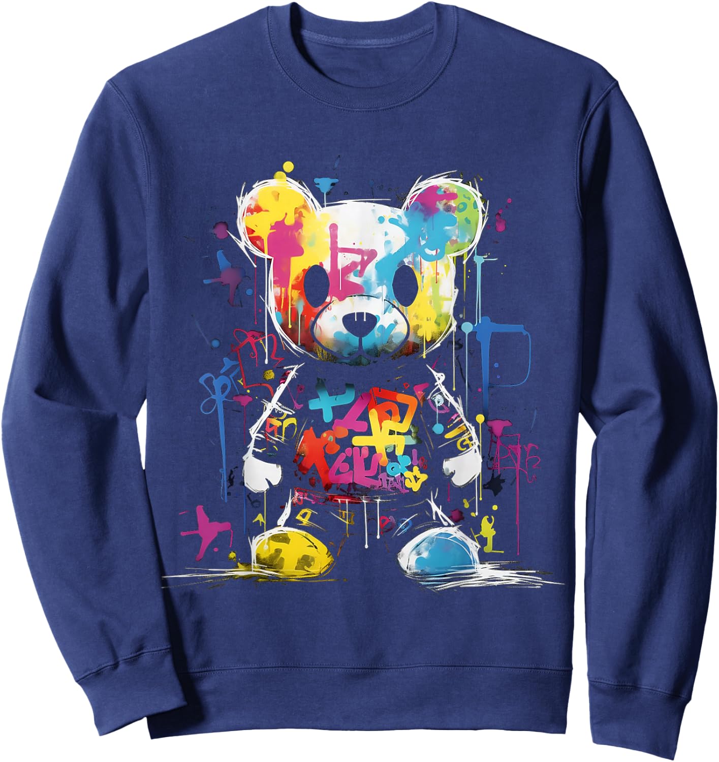 Bear Colourful Animal Graphic Bear , black Sweatshirt - Sweatshirt | Navy