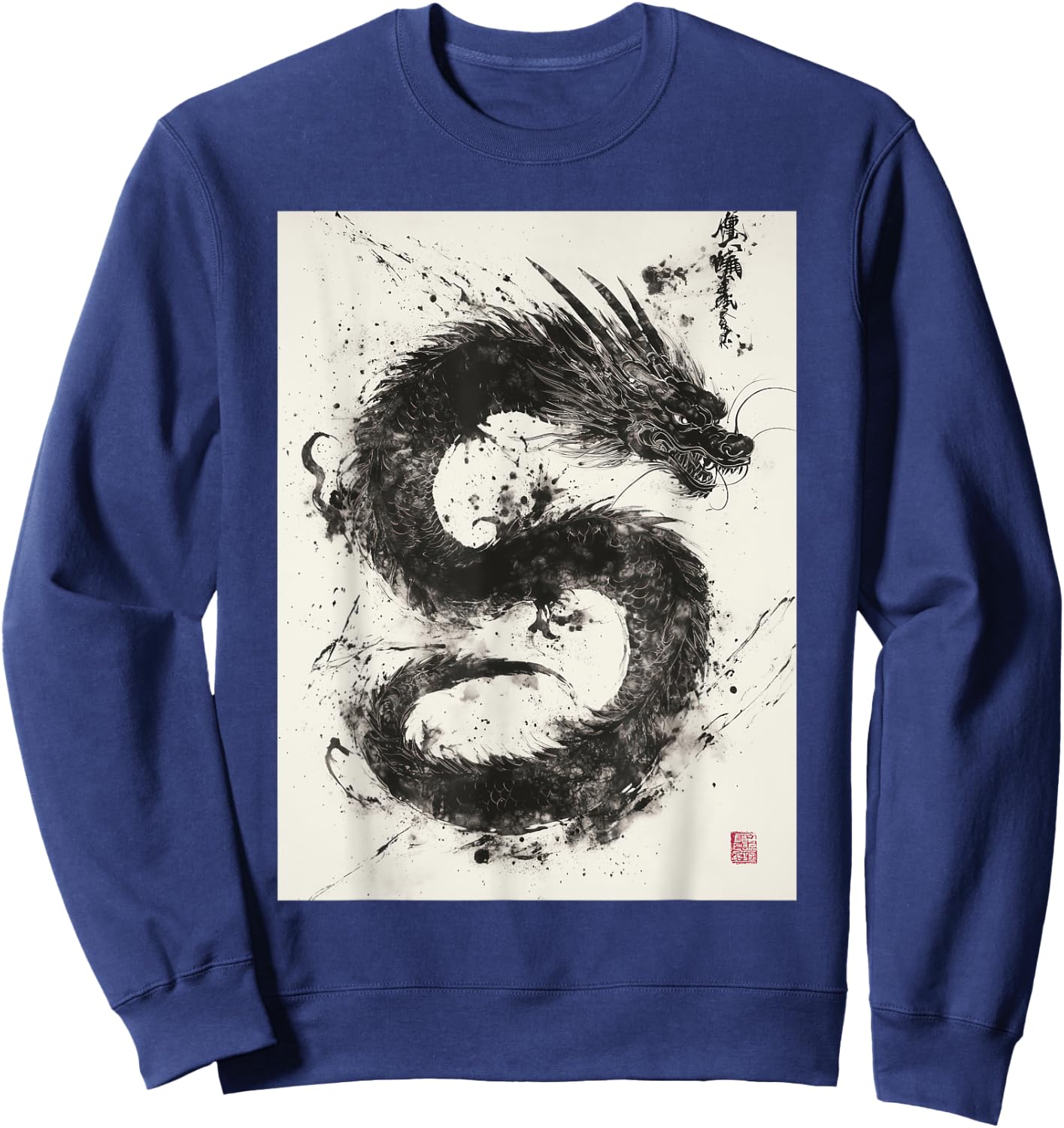 Japanese Dragon Art Sweatshirt - Sweatshirt | Navy