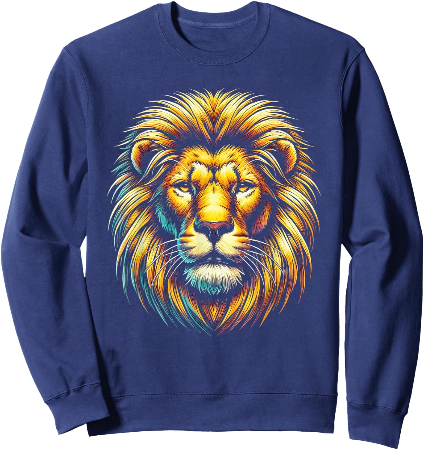 Gift Lion Lovers Men Women Kids Calm Relaxed Lion Face Sweatshirt - Sweatshirt | Navy