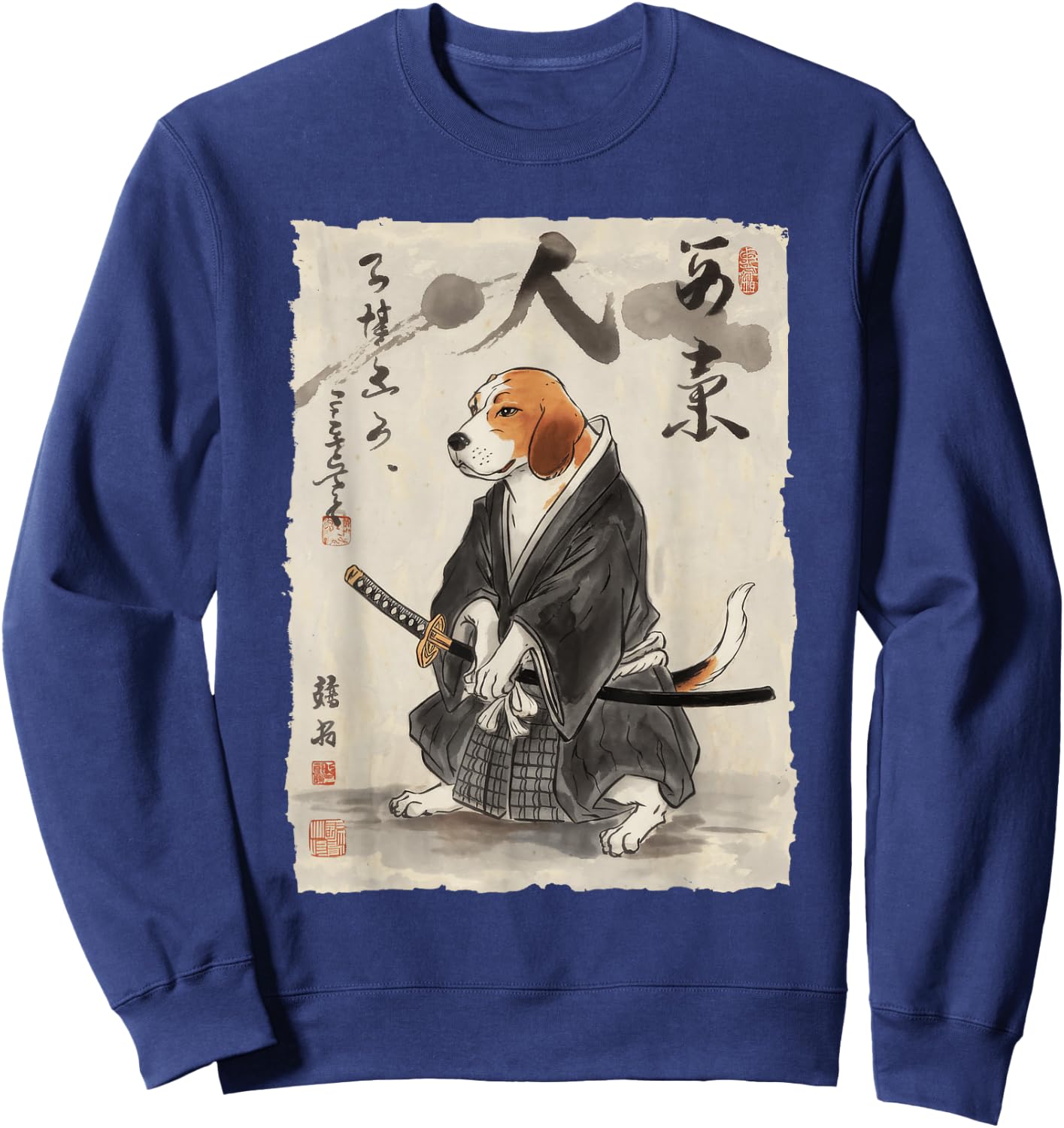 Samurai Beagle Art Japanese Warrior Women Kids Sweatshirt - Sweatshirt | Navy