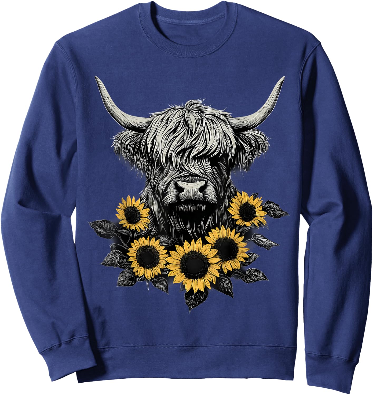 Scottish Highland Cow Cattle Scottish Highlander Hairy Cow Sweatshirt - Sweatshirt | Navy