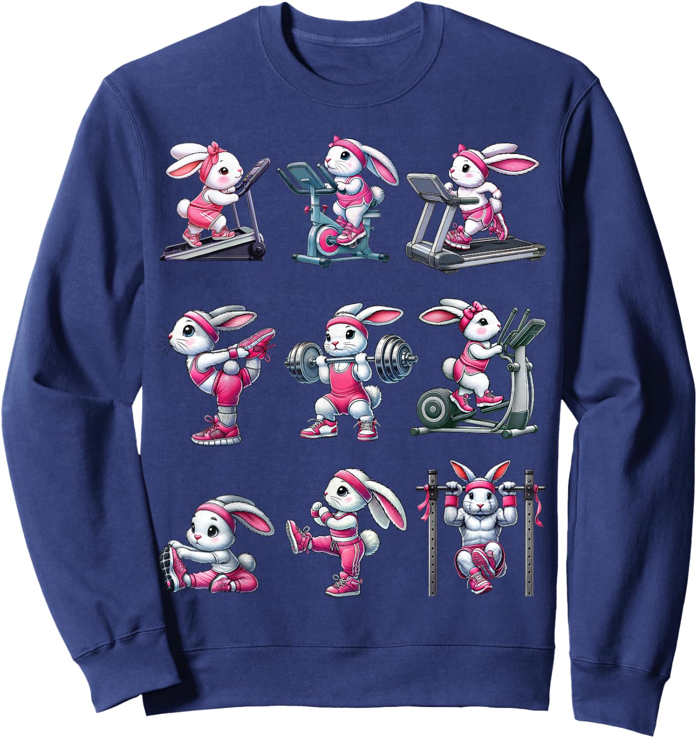 Easter Bunny Fitness Collection Gym Workout Weightlifting Sweatshirt - Sweatshirt | Navy