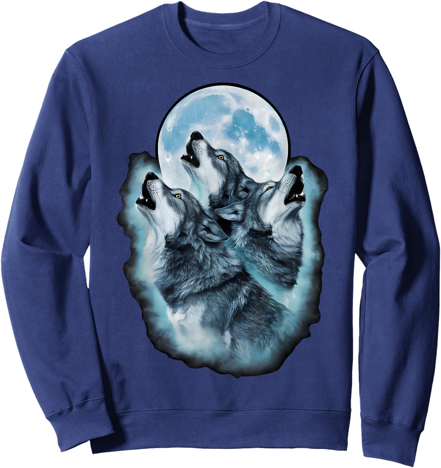 Wolf Wild Animals Full Moon Three Howling Wolves , Black, S Sweatshirt - Sweatshirt | Navy