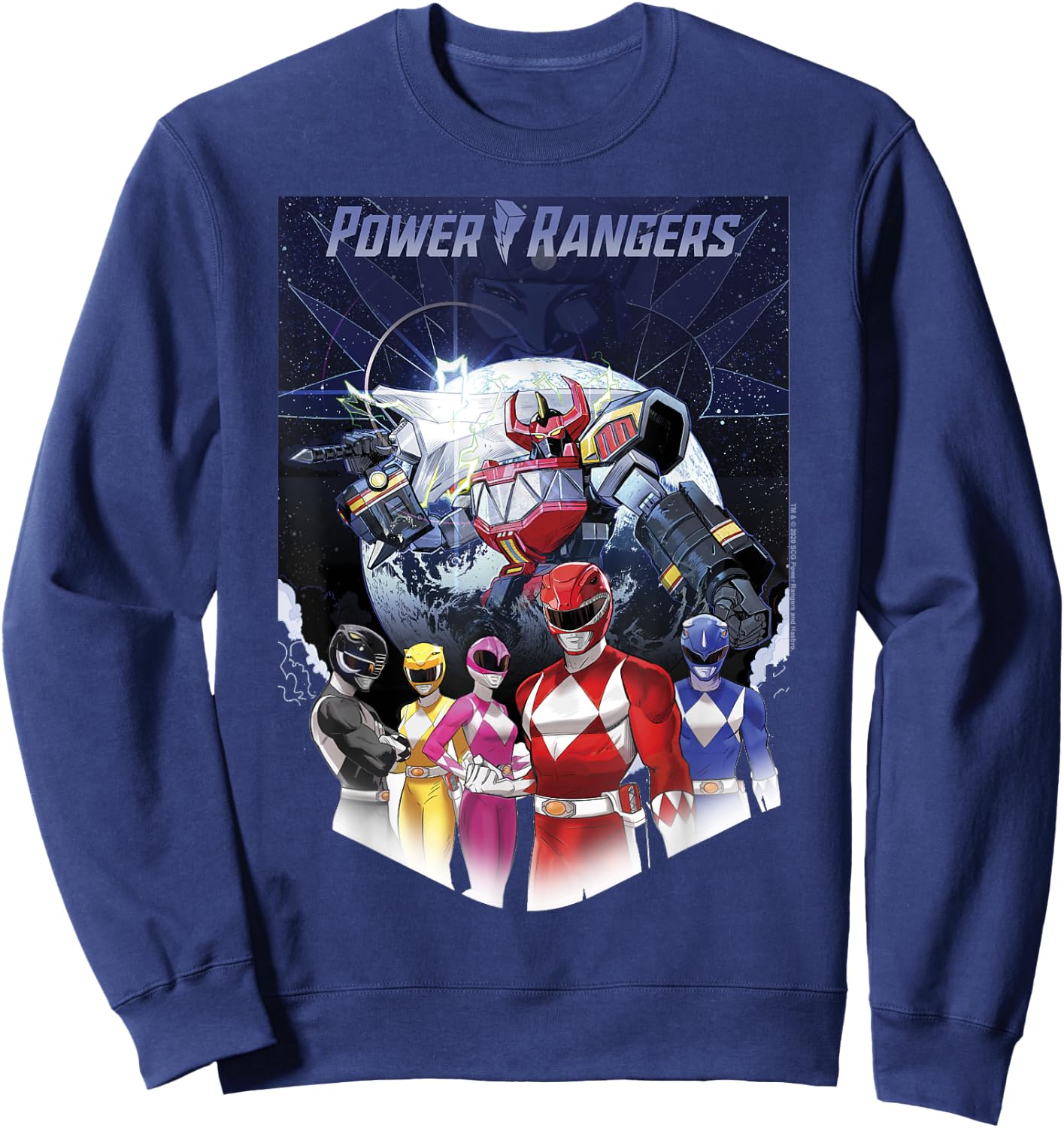 Power Rangers Fade Portrait Megazord Poster , Black, S Sweatshirt - Sweatshirt | Navy
