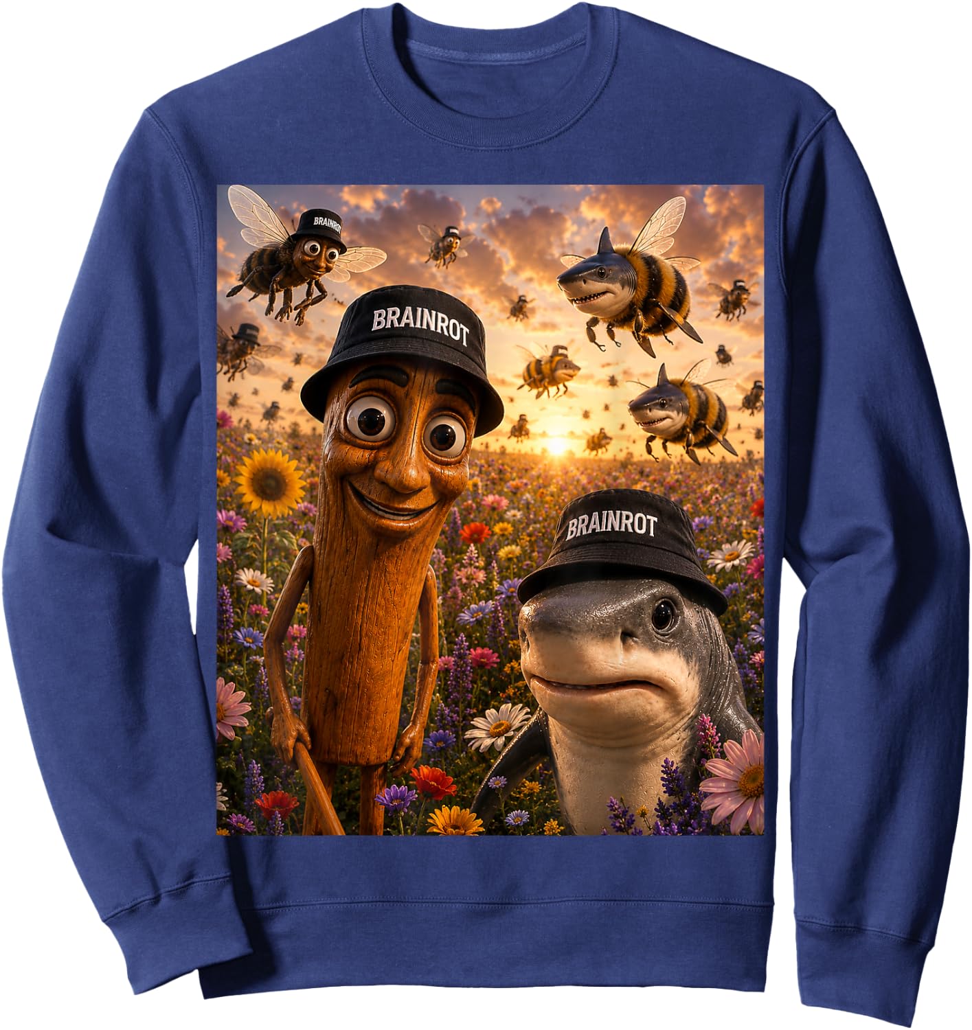 Tralalero Tralala Tung Tung Sahur Brainrot Italian Meme Sweatshirt - Sweatshirt | Navy