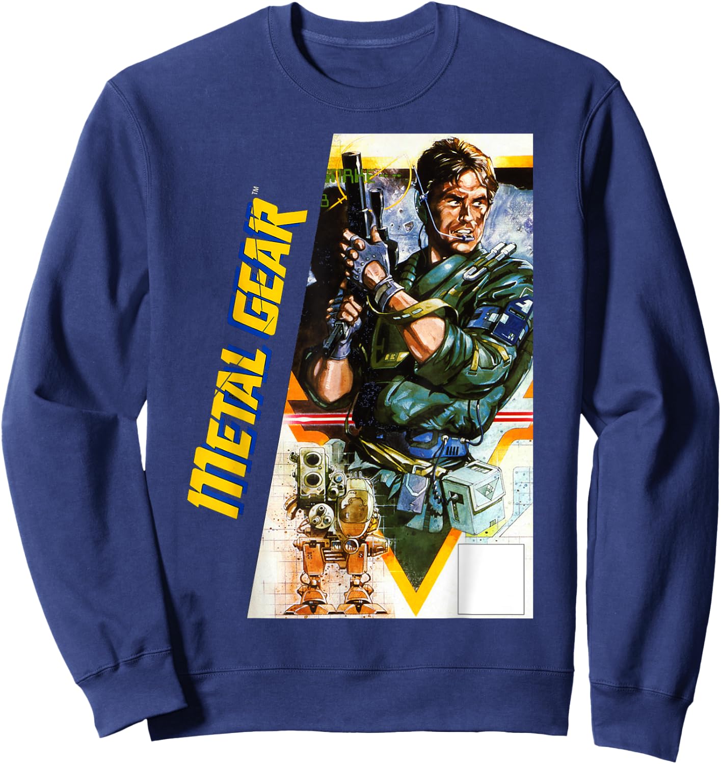 Metal Gear Box Art Tactical Spy Retro Gamer , black Sweatshirt - Sweatshirt | Navy