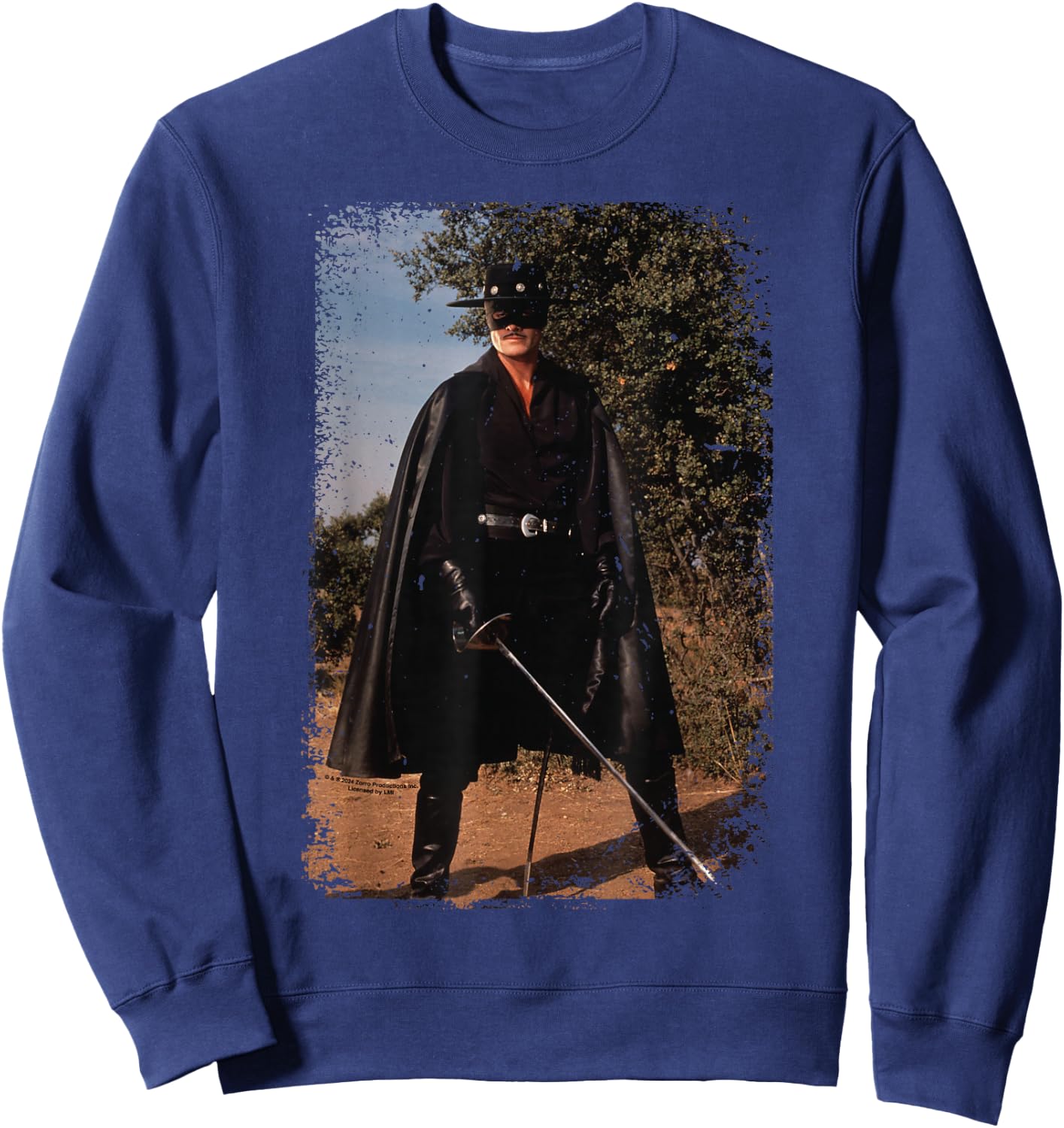 Zorro Sword Pose 1990 TV Series Distressed , Black, S Sweatshirt - Sweatshirt | Navy
