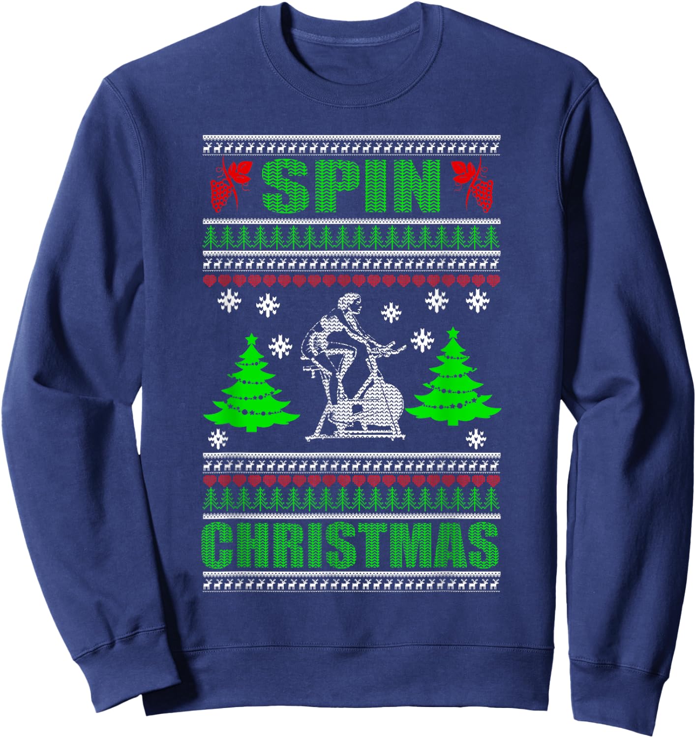 Ugly Christmas Fitness Shirt Workout Spin Gift Sweatshirt - Sweatshirt | Navy