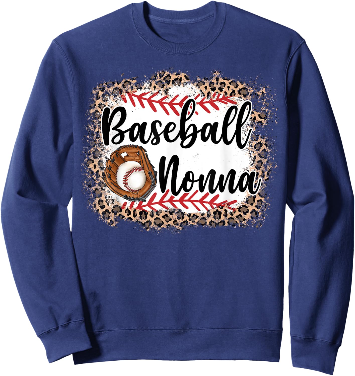 Vintage Baseball Nonna Leopard Baseball Pride Sweatshirt - Sweatshirt | Navy