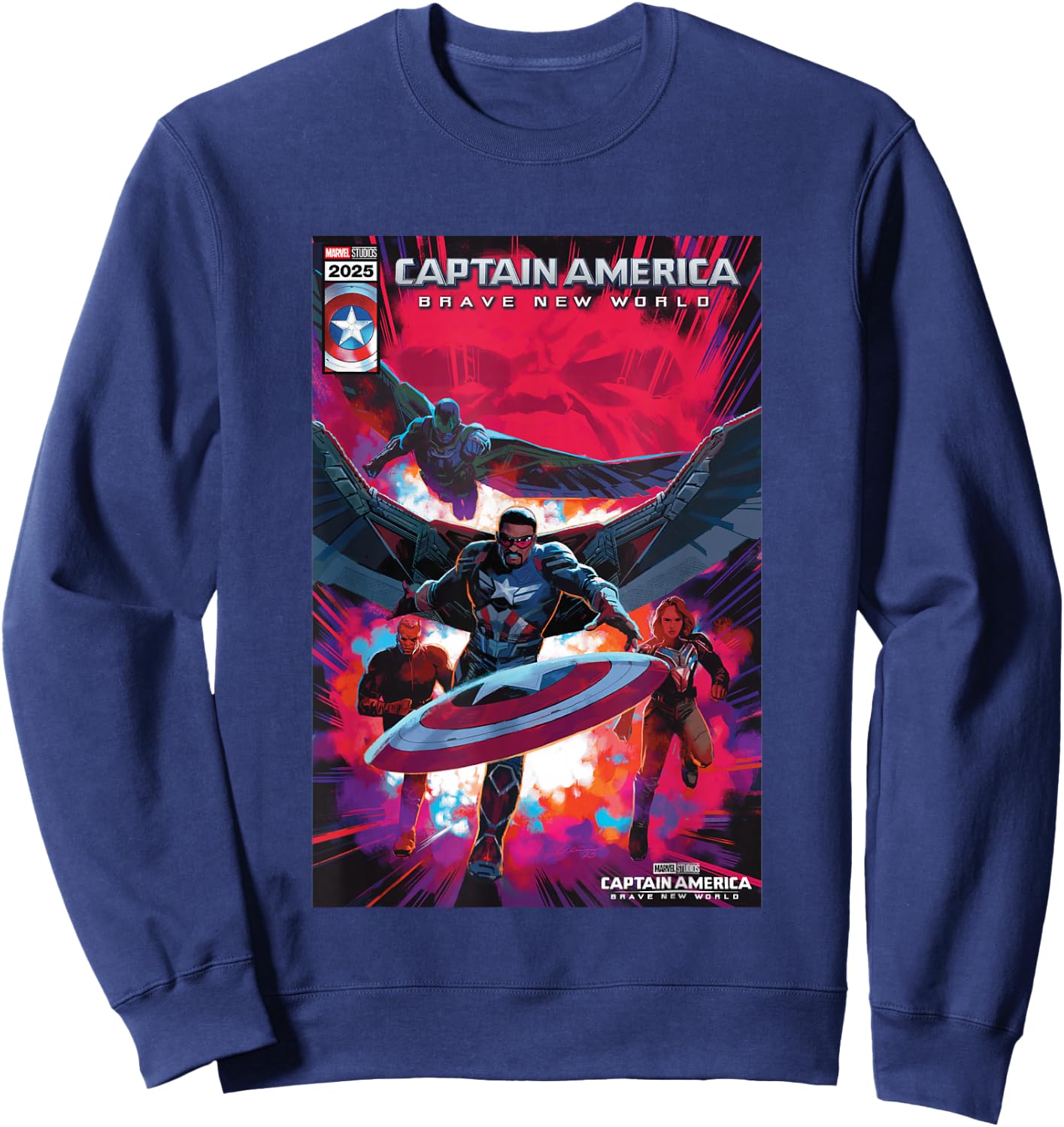 Marvel Captain America: Brave New World Epic Teamup Poster Sweatshirt - Sweatshirt | Navy