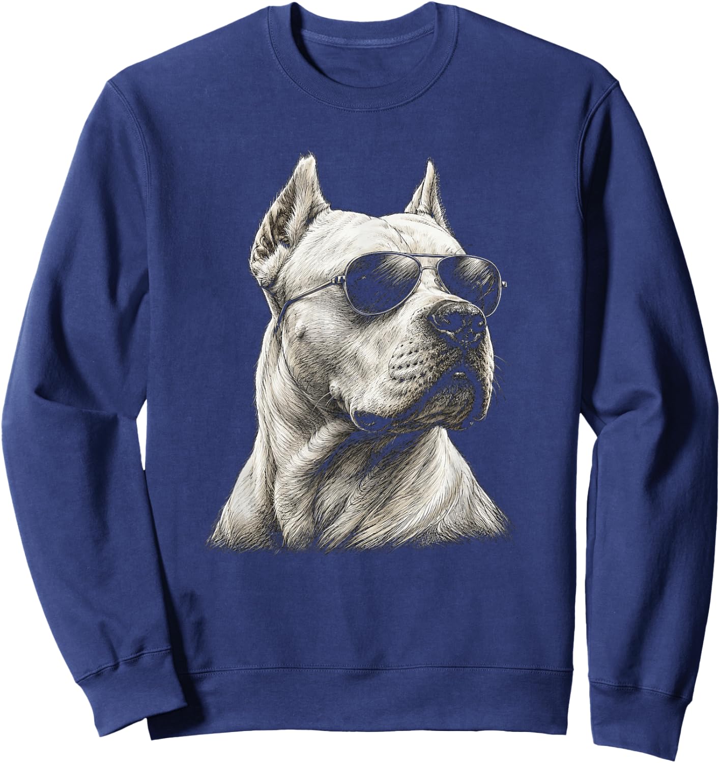 Dogo Argentino with Sunglasses Artwork Design Sweatshirt - Sweatshirt | Navy