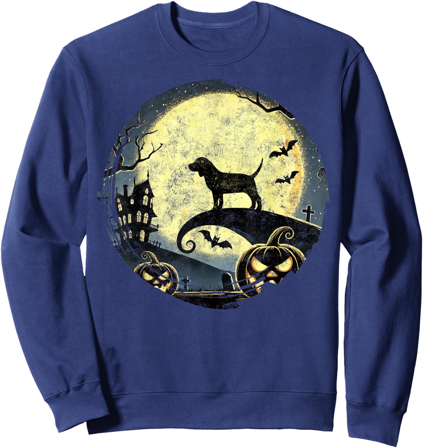 Beagle Halloween Spooky Moon Dog Lover Beagle Dad Sweatshirt - Sweatshirt | Navy