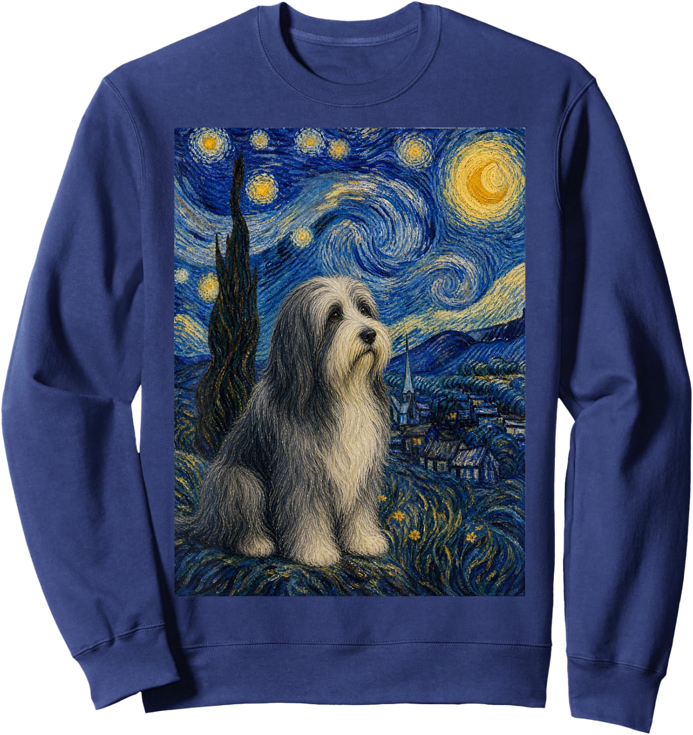 Bearded Collie Dog Van Gogh Starry Night Sweatshirt - Sweatshirt | Navy