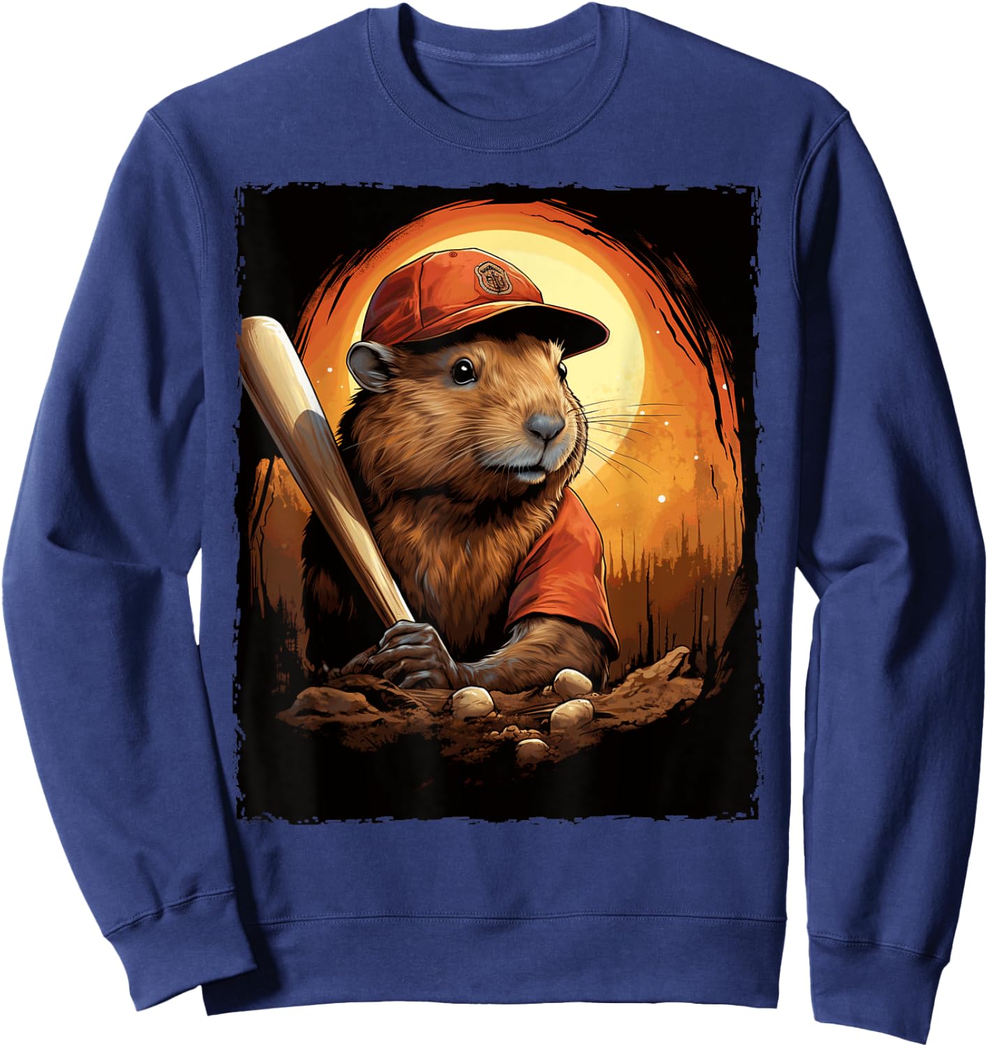 Capybara Baseball Sweatshirt - Sweatshirt | Navy