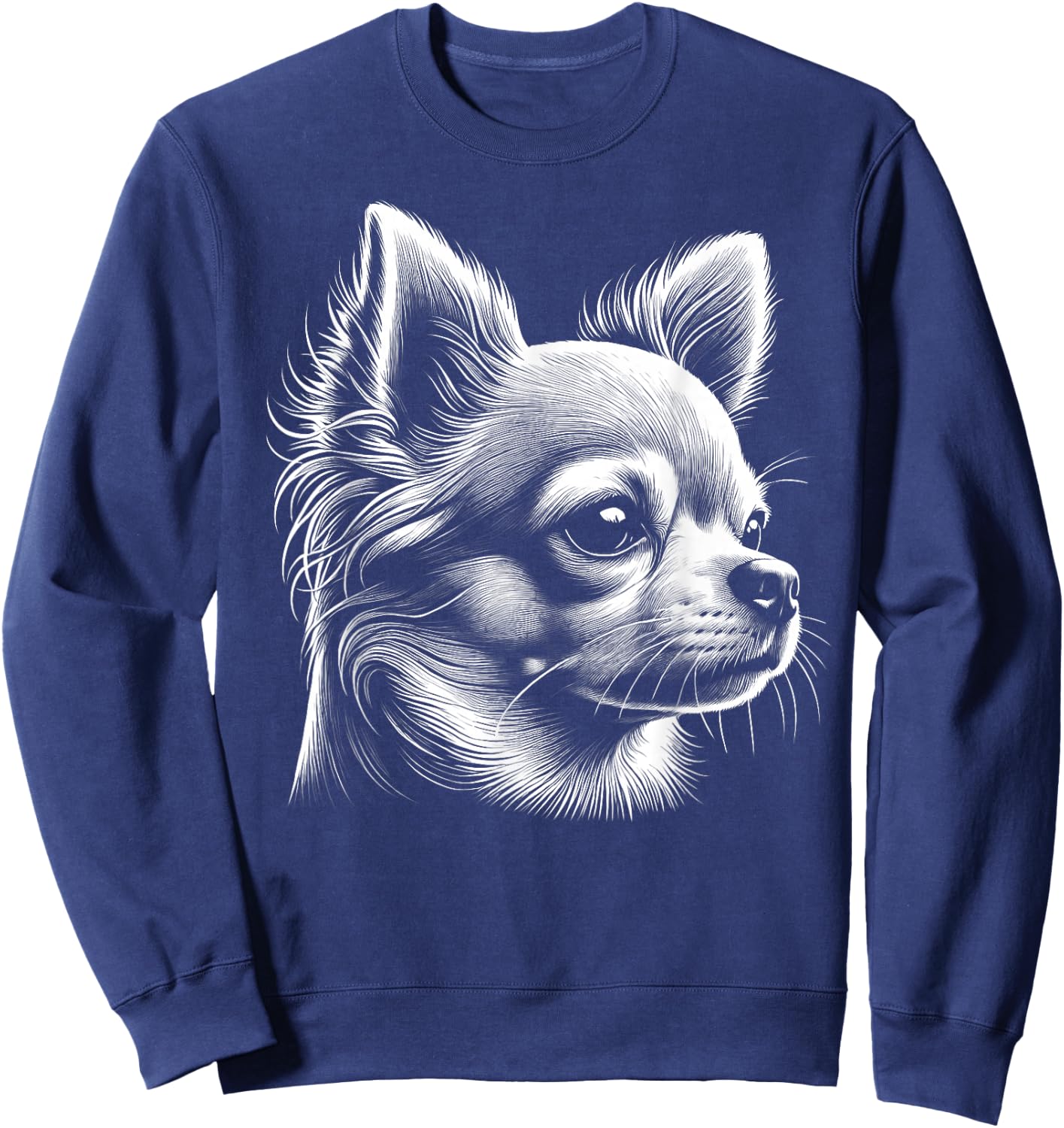 Cute Chihuahua - Head Portrait in Drawing Style , black Sweatshirt - Sweatshirt | Navy