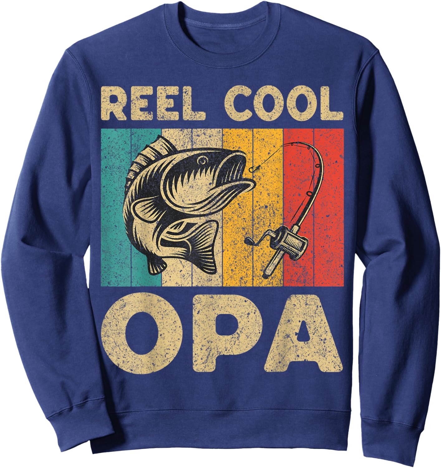 Father's Day Present Funny Fishing Reel Cool Opa Sweatshirt - Sweatshirt | Navy