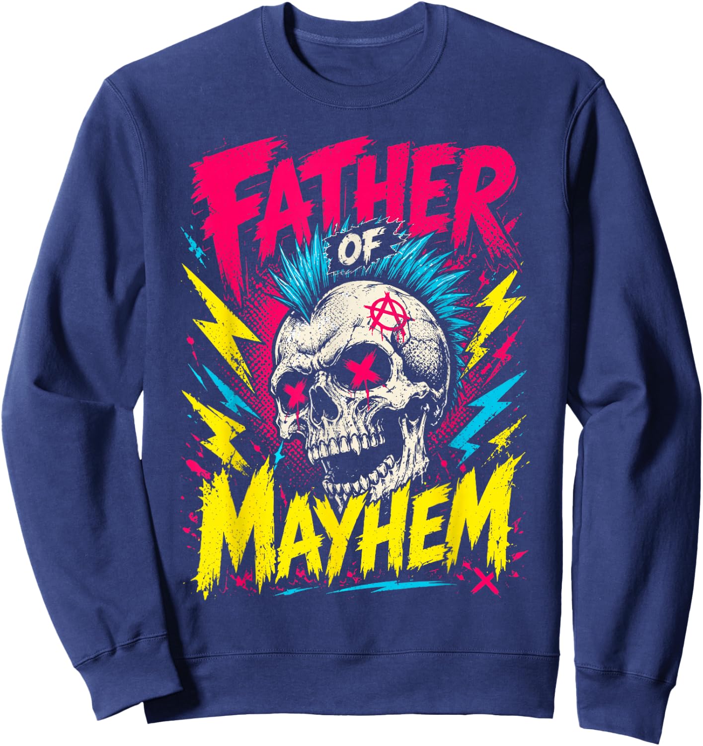Father's Day Father of Mayhem Proud Dad Sweatshirt - Sweatshirt | Navy