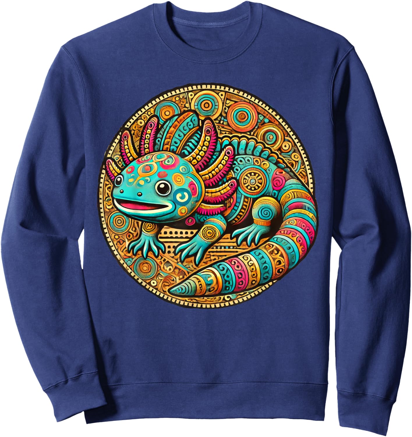 Aztec Axolotl Art Mexican Sweatshirt - Sweatshirt | Navy