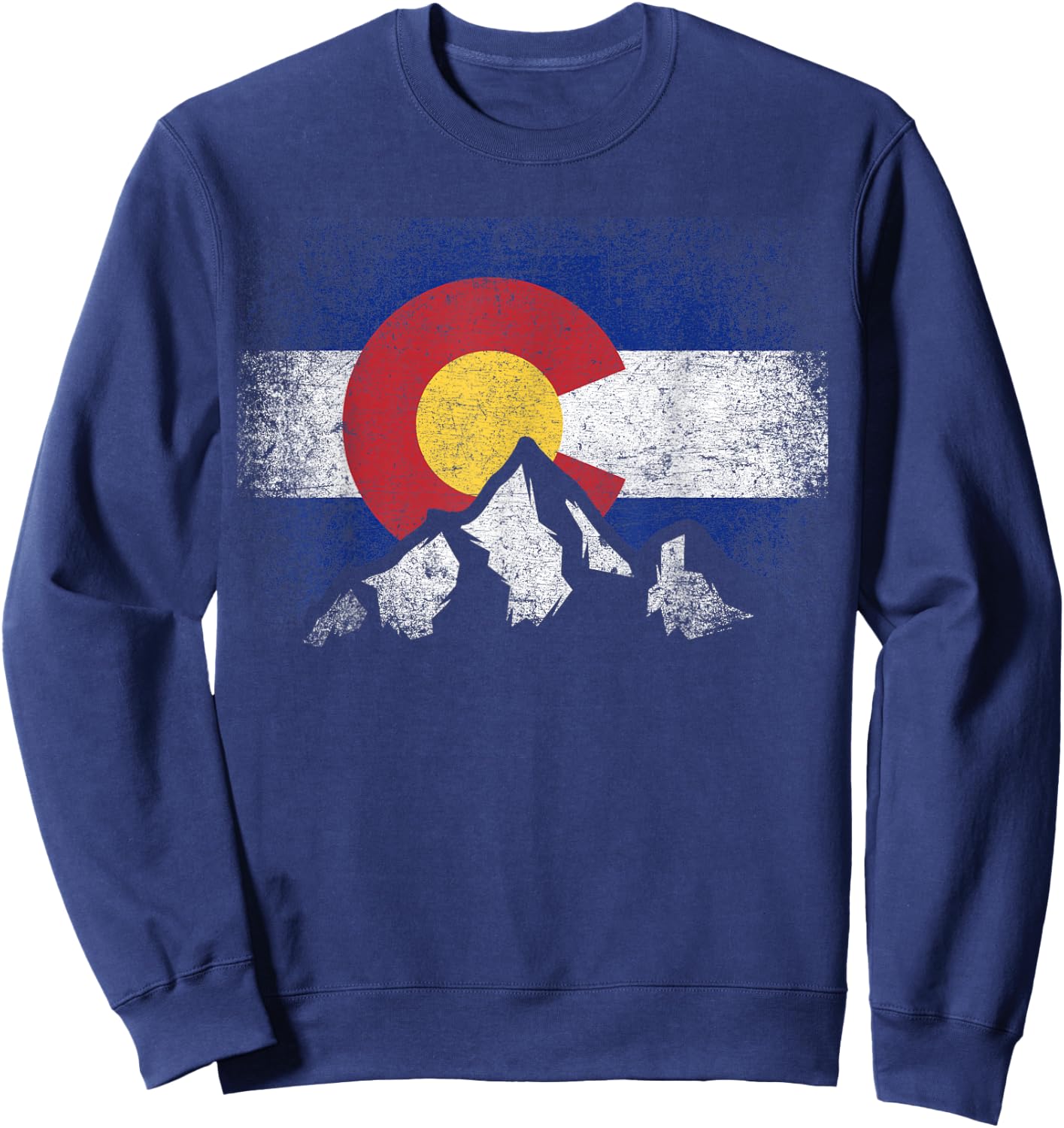 Colorado Flag Mountain Ski Winter Gift Hiker Hiking Camping Small Sweatshirt - Sweatshirt | Navy