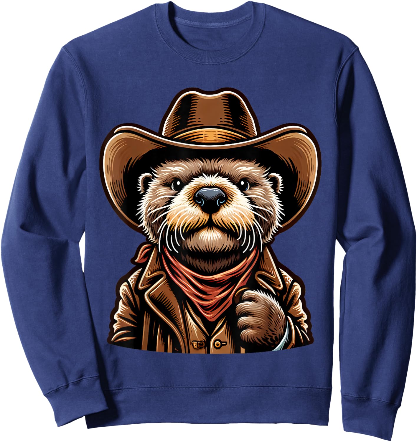 Wild West Otters Funny Cowboy Sea Otter Sweatshirt - Sweatshirt | Navy