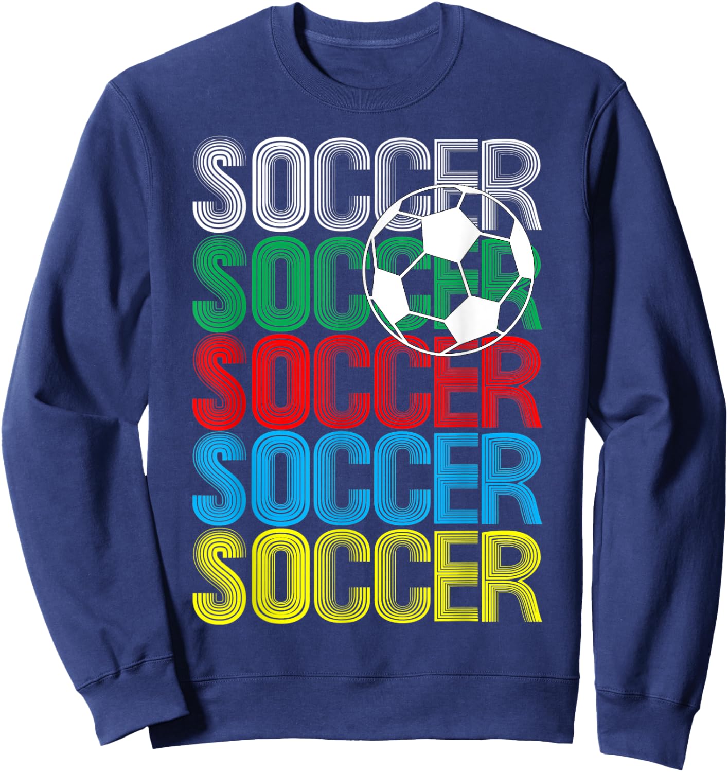 Soccer Retro Repeating Word Mark Pattern Sweatshirt - Sweatshirt | Navy