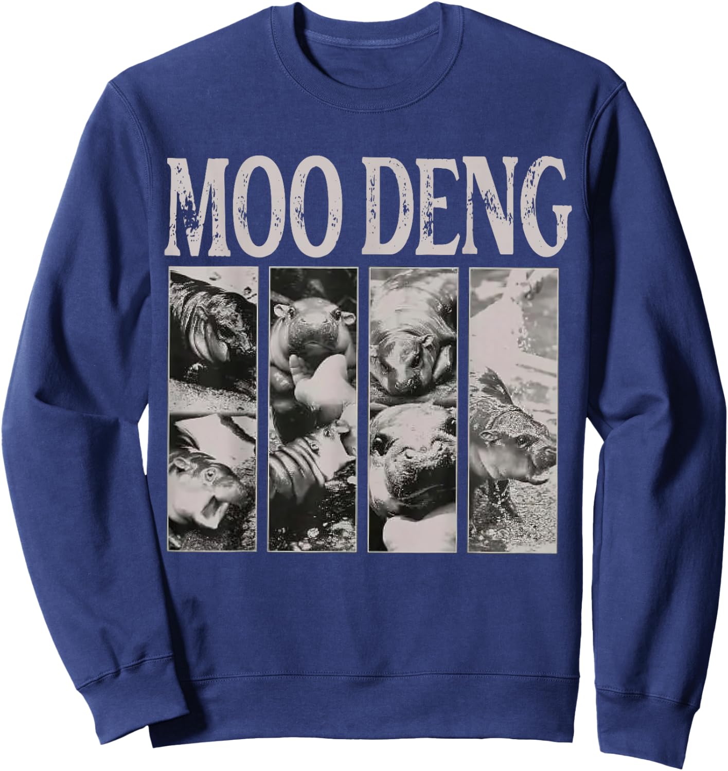 Retro In My Moo Deng Moo Deng Lover Cute Hippo Clothing Sweatshirt - Sweatshirt | Navy