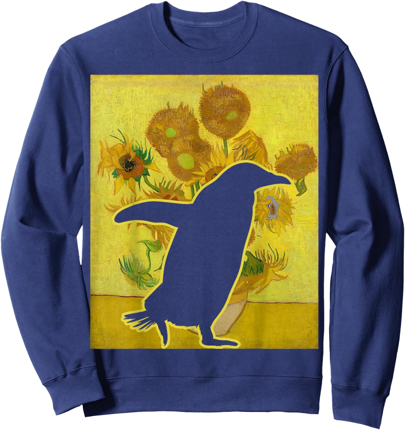Penguin Sunflowers Penguin Lover Van Gogh Penguin Sweatshirt - Sweatshirt | Navy