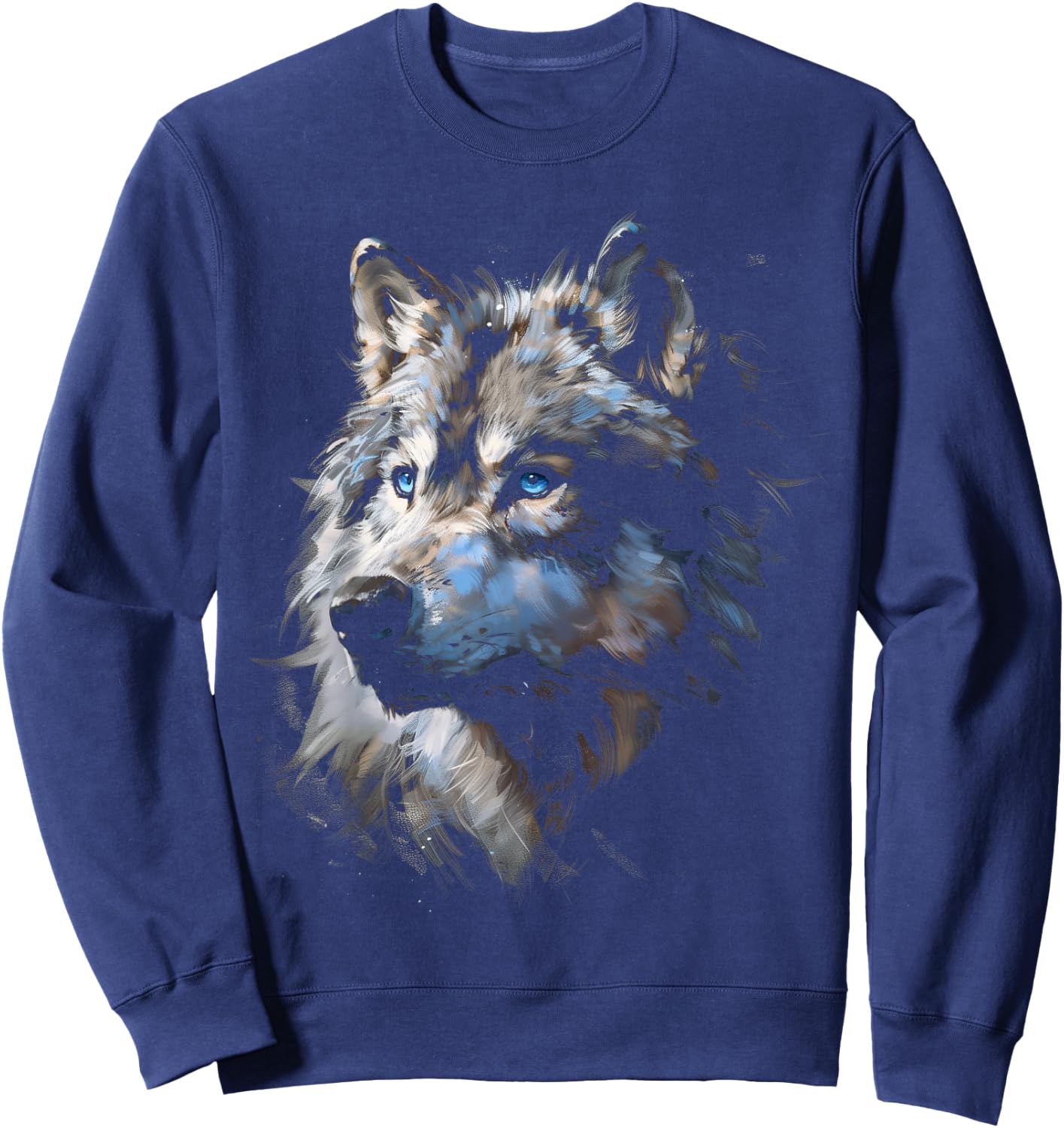 Alpha Wolf Dark Fantasy Art Graphic Blue Eyes Wolf Lovers , black Sweatshirt - Sweatshirt | Navy