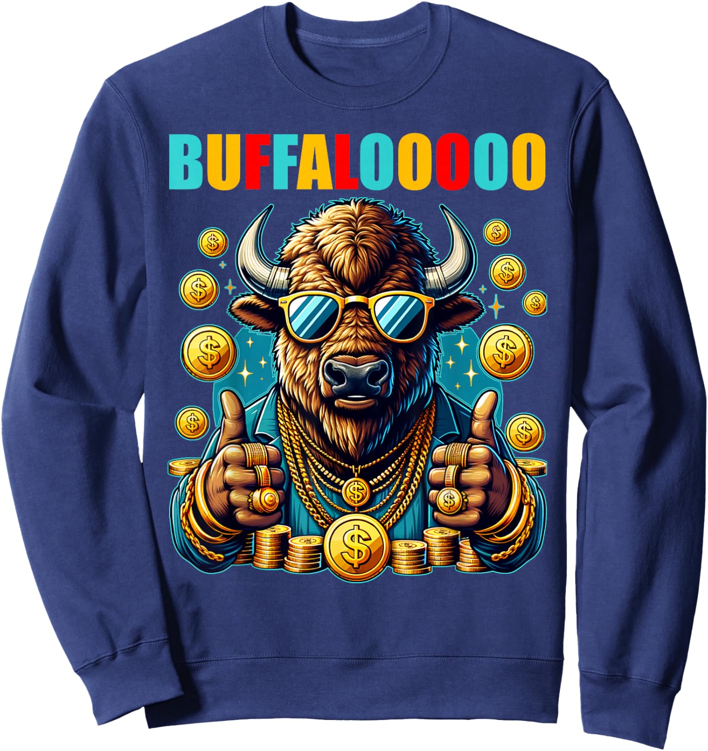 Lucky Buffalo Casino Slot Machine BUFFALOOOOO Gambling Sweatshirt - Sweatshirt | Navy