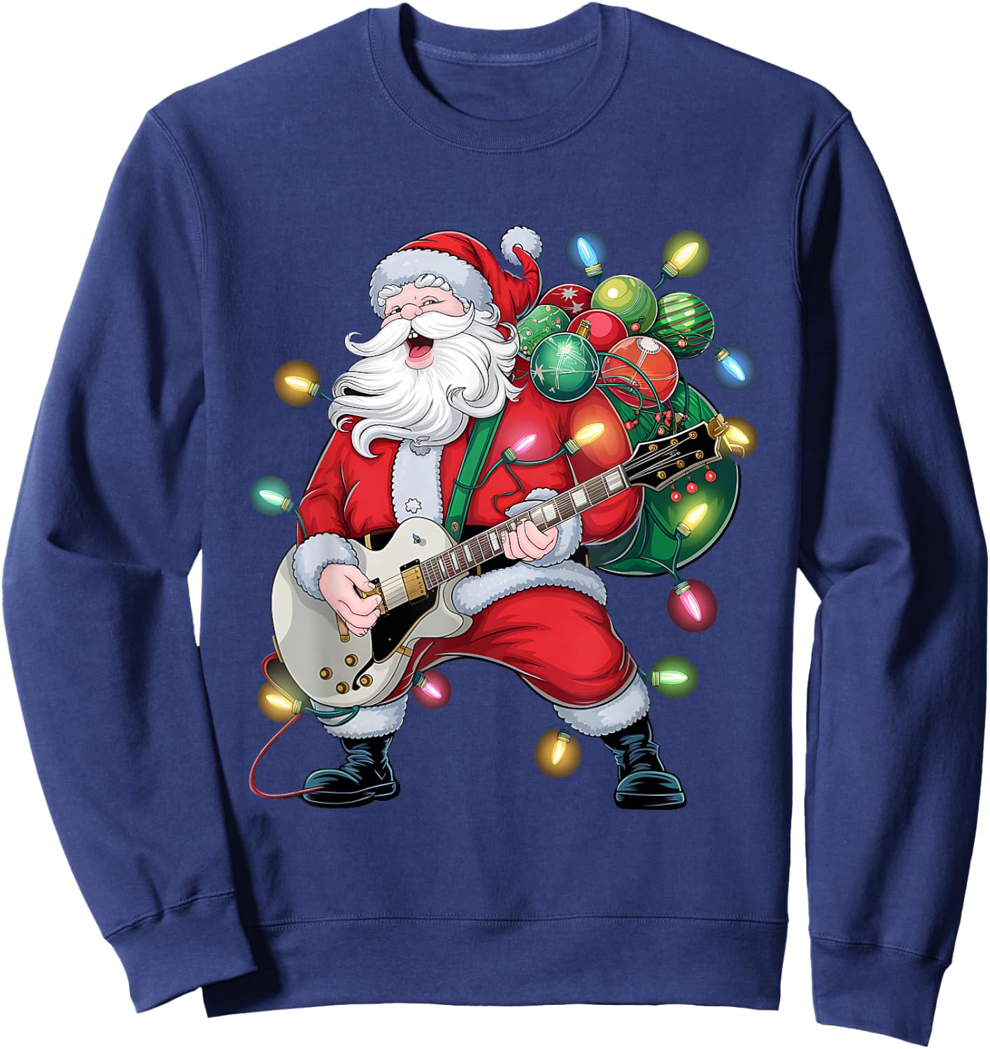 Rocker Santa Claus Playing Guitar Family Christmas Pajamas Sweatshirt - Sweatshirt | Navy