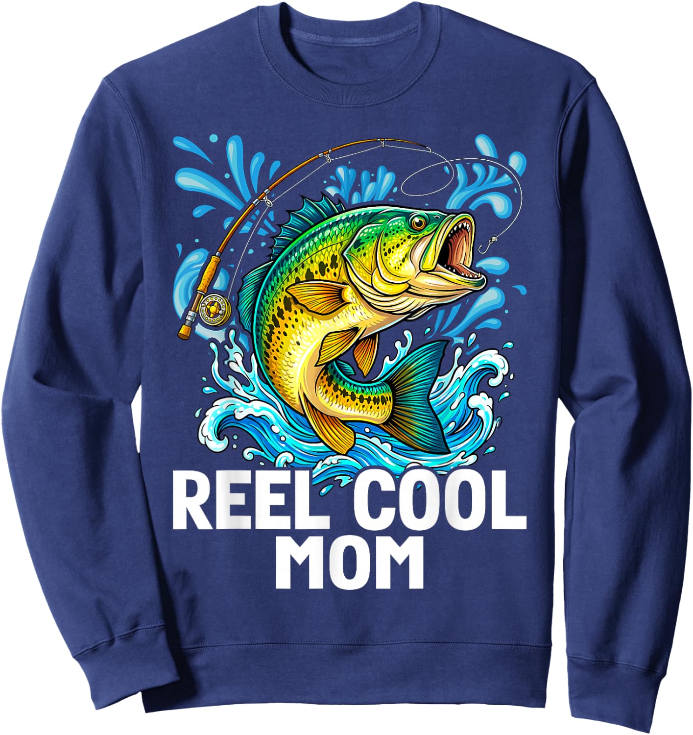 Reel Cool Mom Fishing Mom Birthday Vintage Sweatshirt - Sweatshirt | Navy