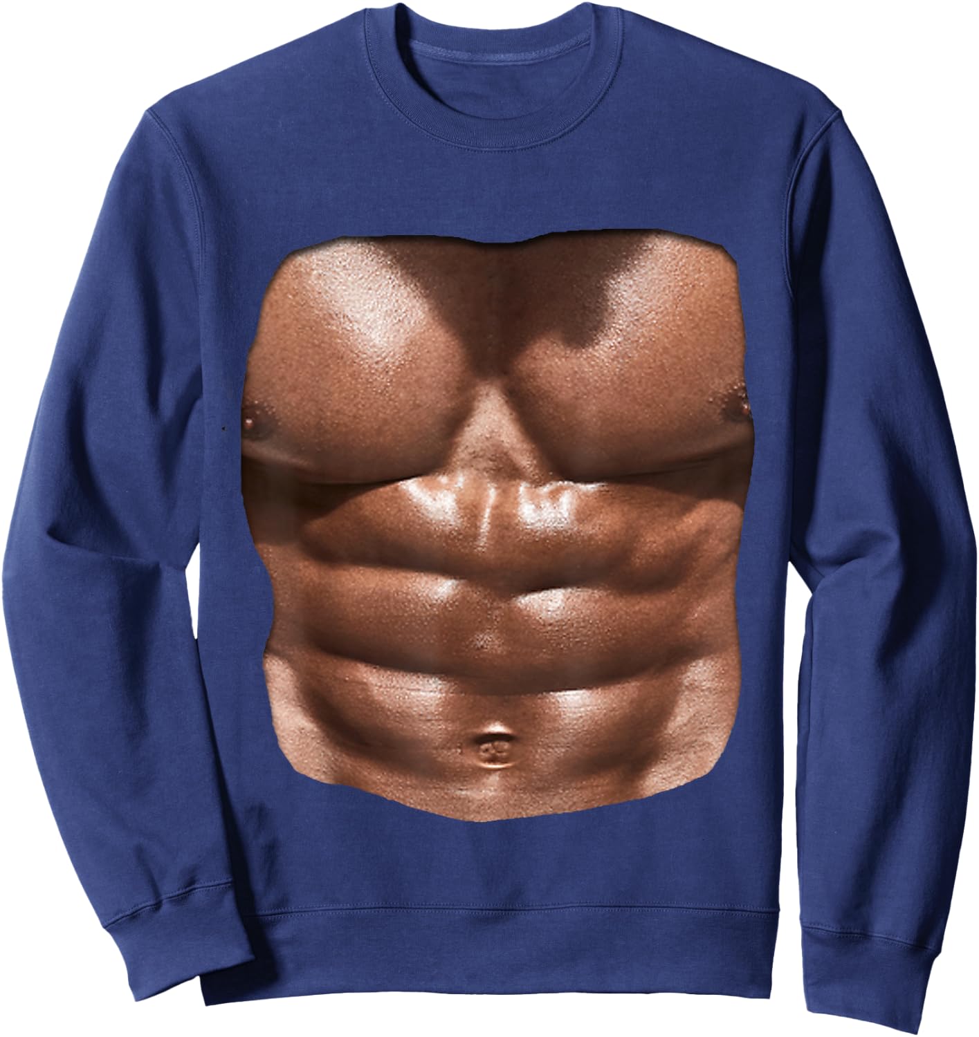 Fake Muscle Under Clothes Shirt Chest Six Pack Abs Sweatshirt - Sweatshirt | Navy