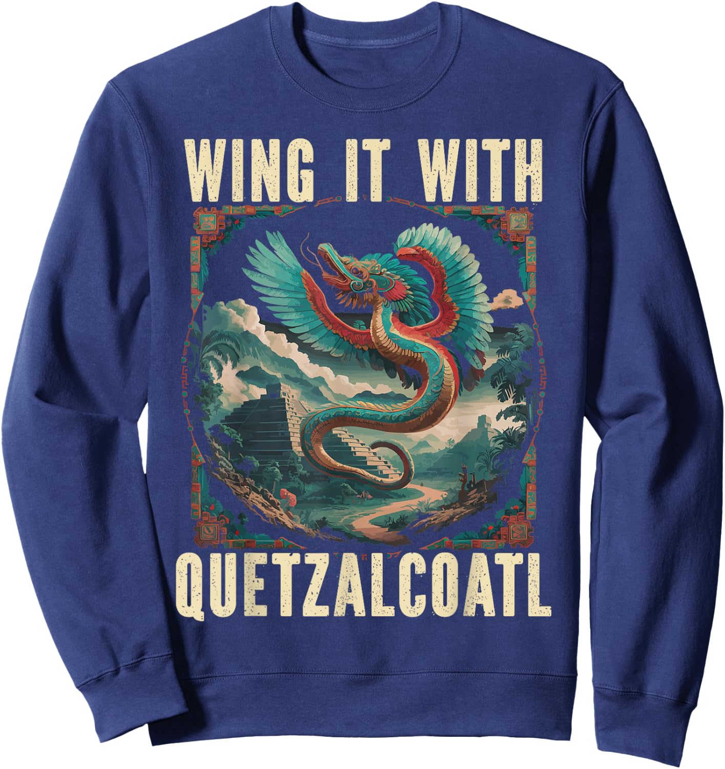 Aztec God Aztec Culture Mayan Indigenous Quetzalcoatl Sweatshirt - Sweatshirt | Navy