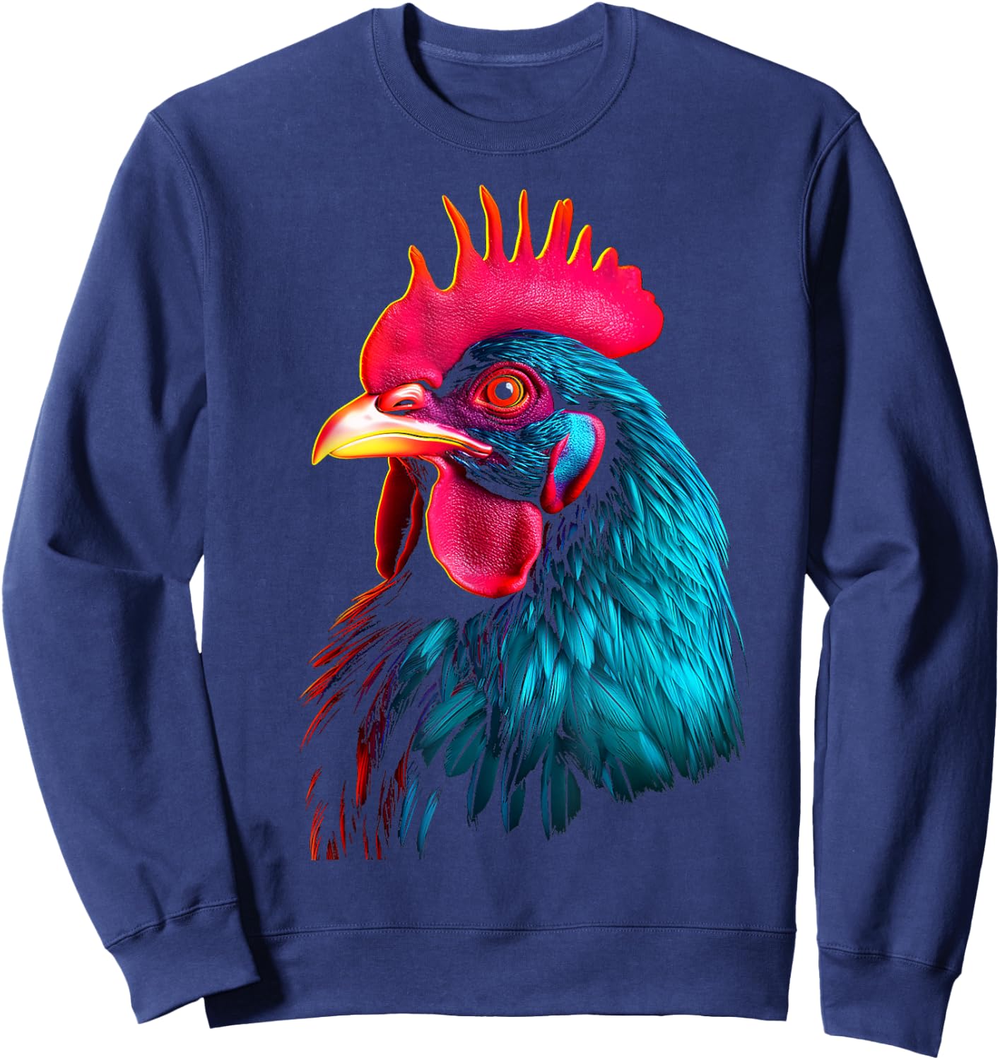 Chicken Animal Motif Illustration Chicken Sweatshirt - Sweatshirt | Navy