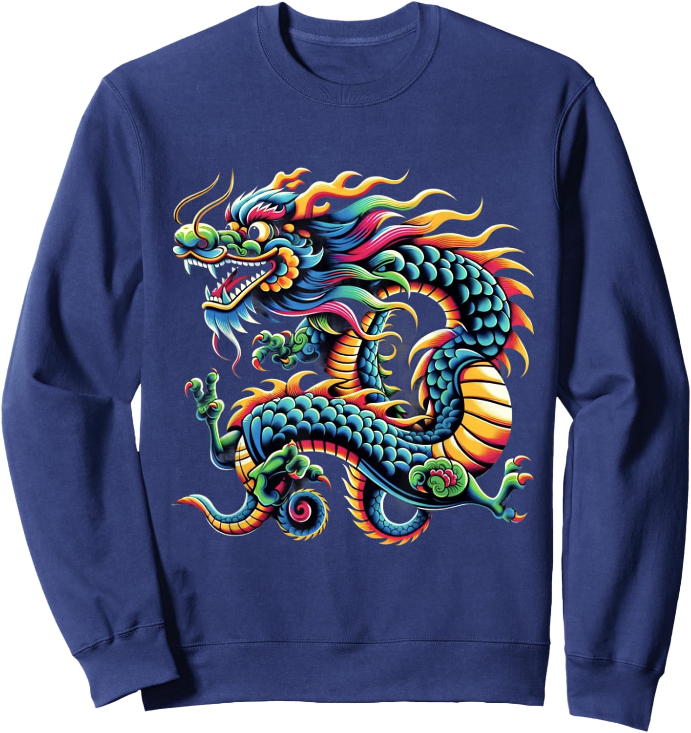 Funny Colorful Chinese Dragon - New Year 2014 Sweatshirt - Sweatshirt | Navy