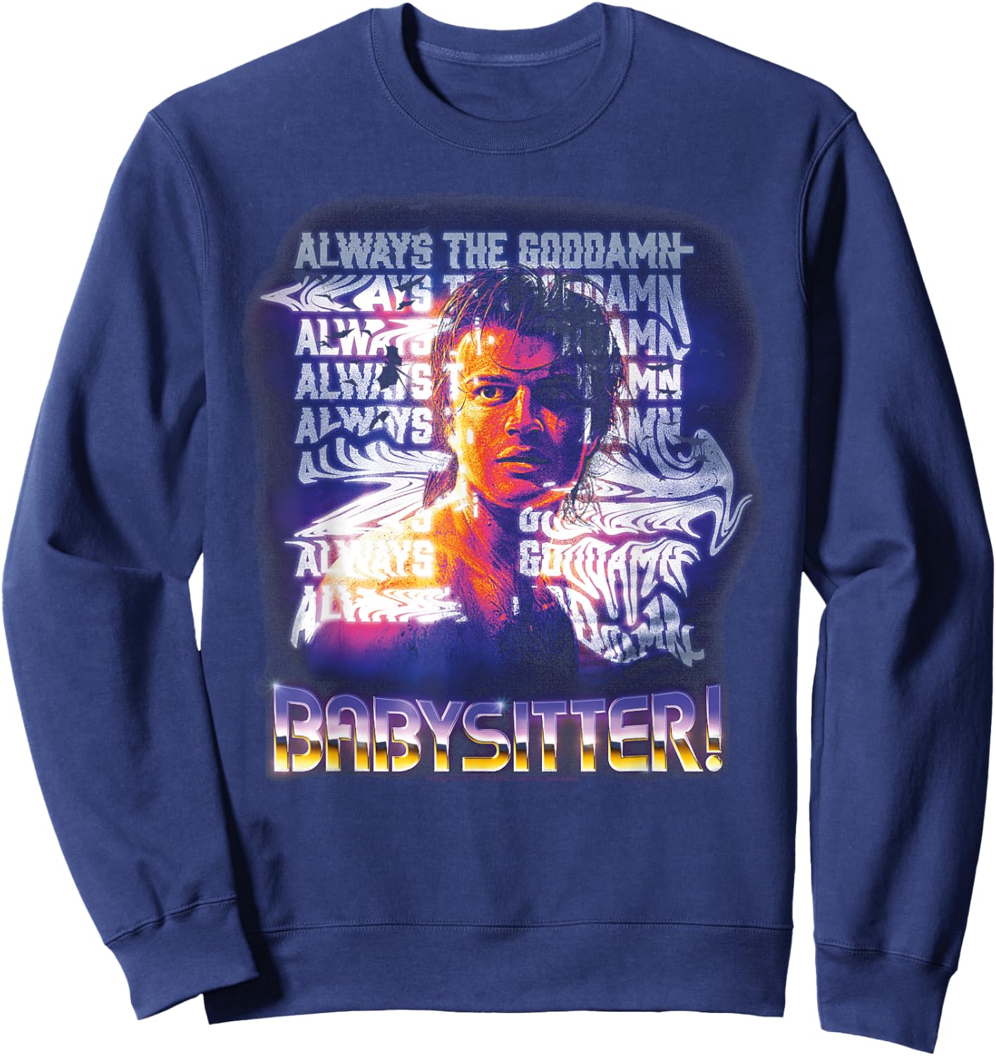 Stranger Things Always, Steve Harrington's Babysitter , Black, S Sweatshirt - Sweatshirt | Navy