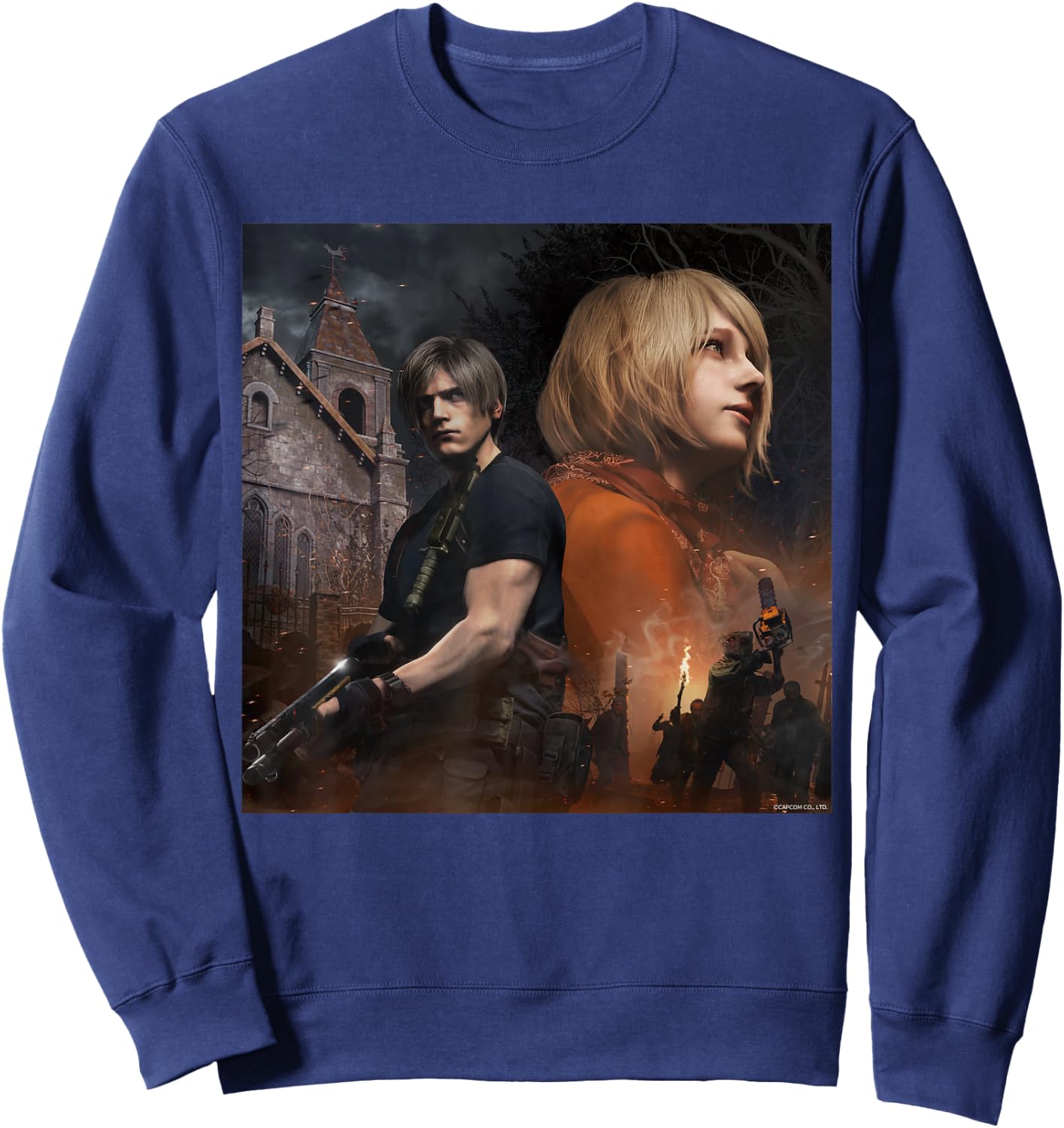 Capcom RESIDENT EVIL 4 Leon & Ashley , Herren, -Erwachsene, Kurzarm, Schwarz, S, Klassisch, mit kurzen Ärmeln Sweatshirt - Sweatshirt | Navy
