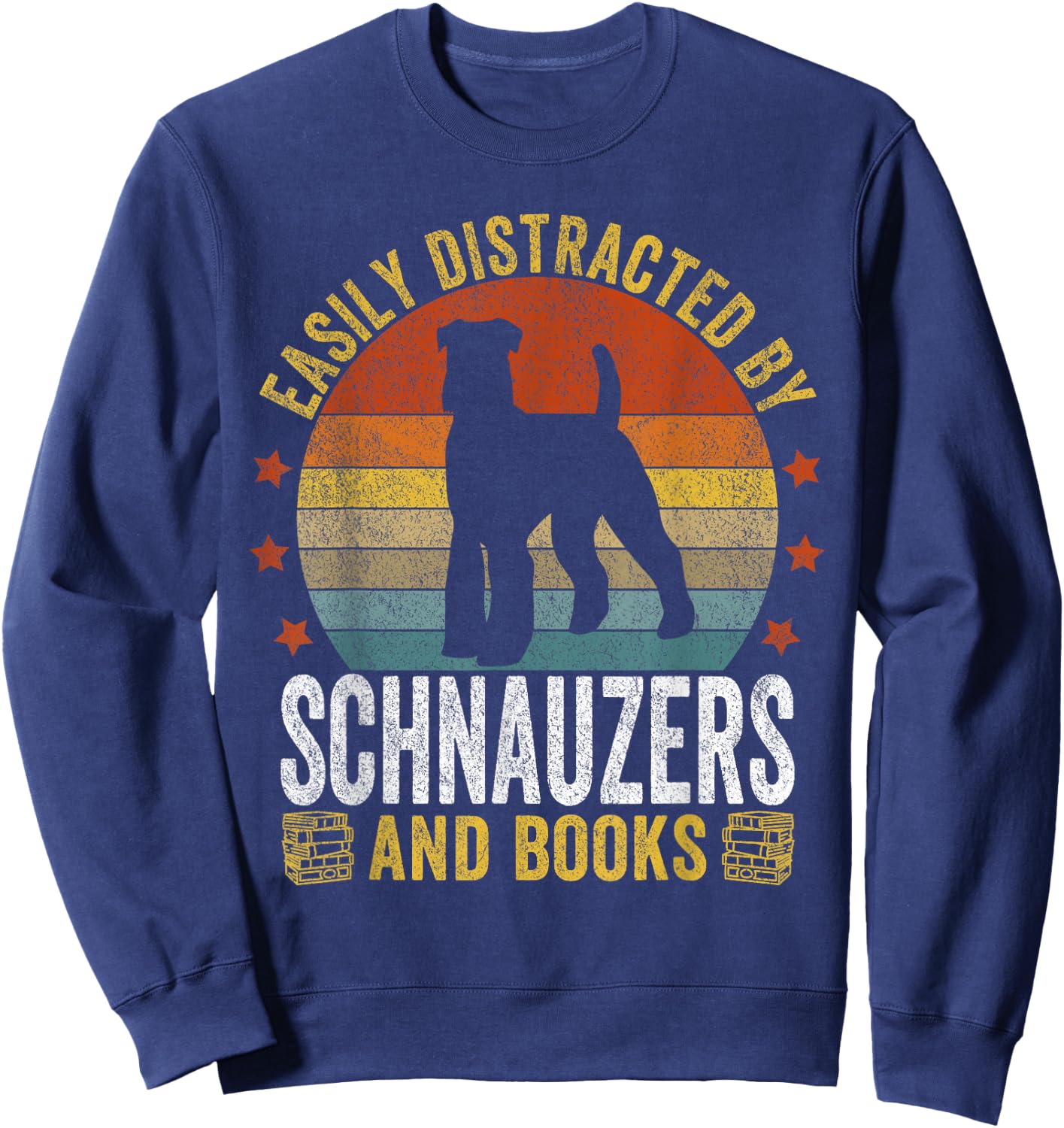 Schnauzer And Books Schnauzer Mom Schnauzer Dad Retro Sweatshirt - Sweatshirt | Navy
