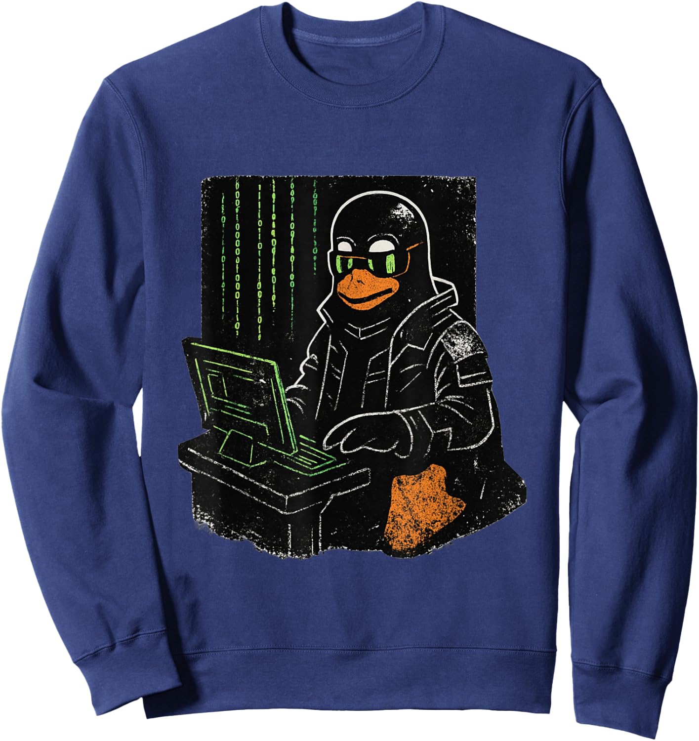 Cyber Linux Hacker Penguin Virtual World Developer Sweatshirt - Sweatshirt | Navy
