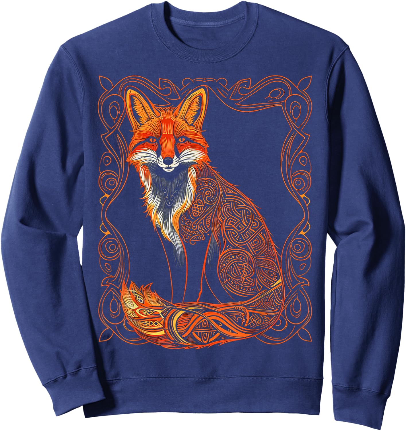 Fox Animal Illustration Fox , Black, S Sweatshirt - Sweatshirt | Navy