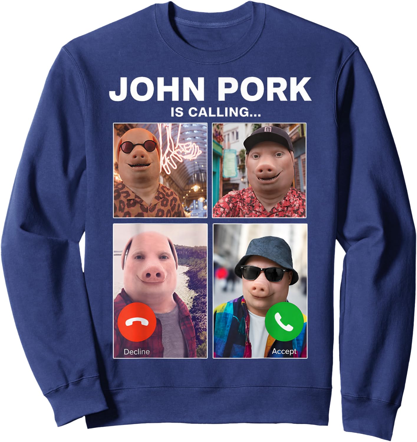 Funny John Pork is Calling Meme Braintot Gifts Boys Kids Sweatshirt - Sweatshirt | Navy