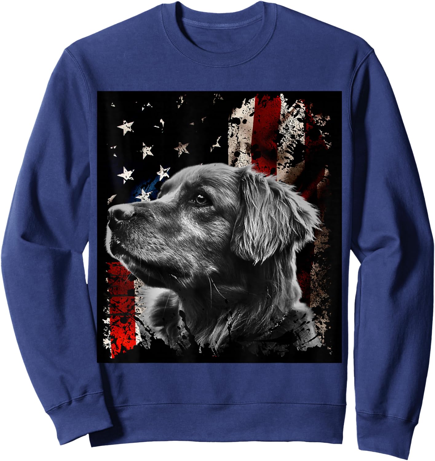 Patriotic Golden Retriever , Shirt, , , Gift Sweatshirt - Sweatshirt | Navy