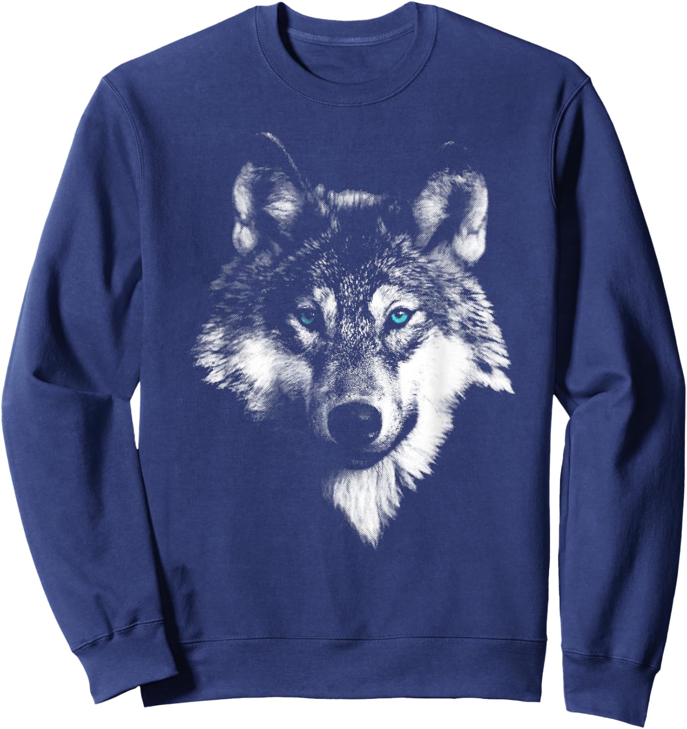 Weißer Wolf mit blauen Augen Sweatshirt - Sweatshirt | Navy
