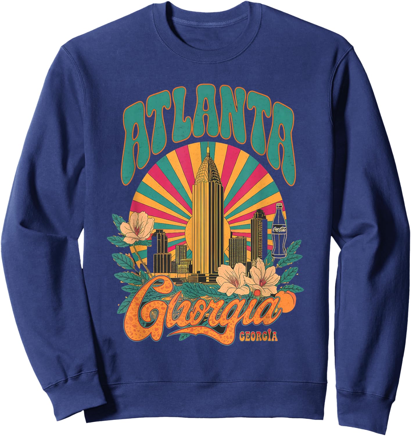 Atlanta Skyline Georgia Vintage City Souvenir Retro ATL Sweatshirt - Sweatshirt | Navy