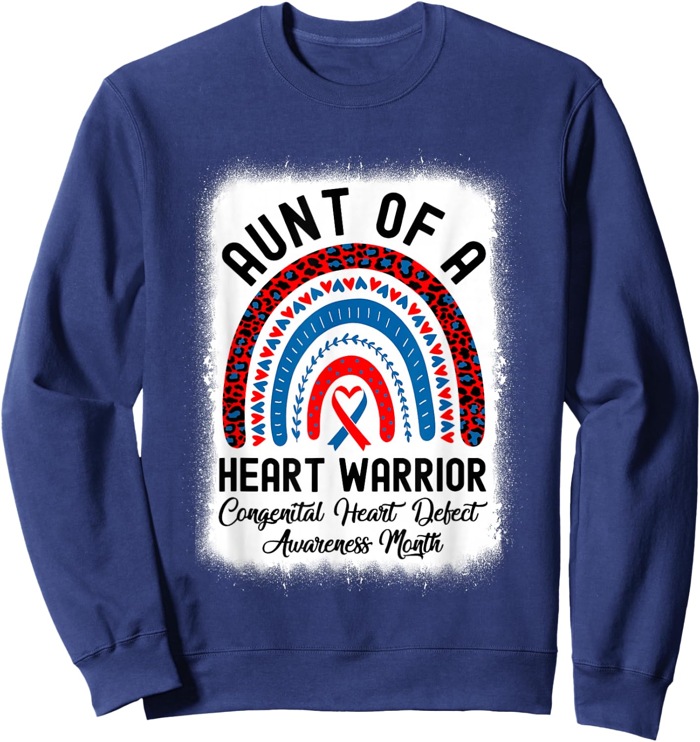 Aunt Of Warrior Chd Congenital Heart Defect Awareness Month Sweatshirt - Sweatshirt | Navy