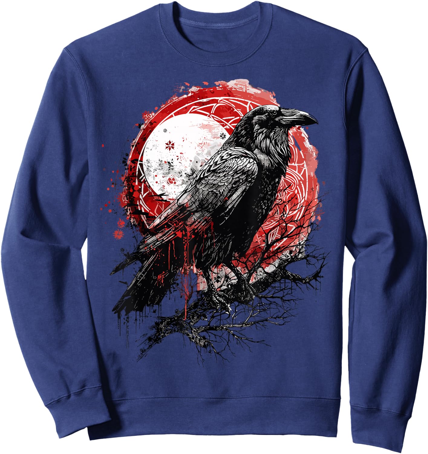Odin Ravens Huginn & Muninn Vegvisir Vikings Myth Norse Sweatshirt - Sweatshirt | Navy