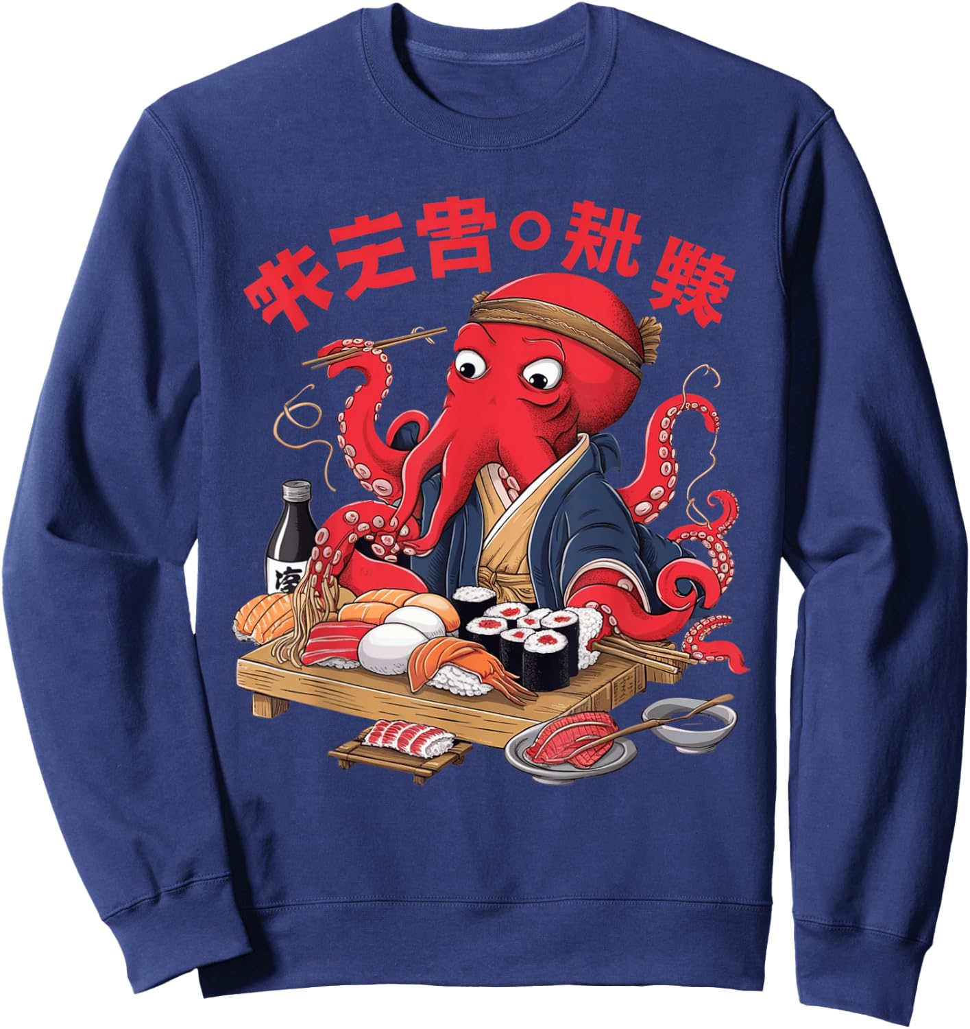 Octopus Ramen Aesthetic Japanese Culture Tokyo asian Art Sweatshirt - Sweatshirt | Navy