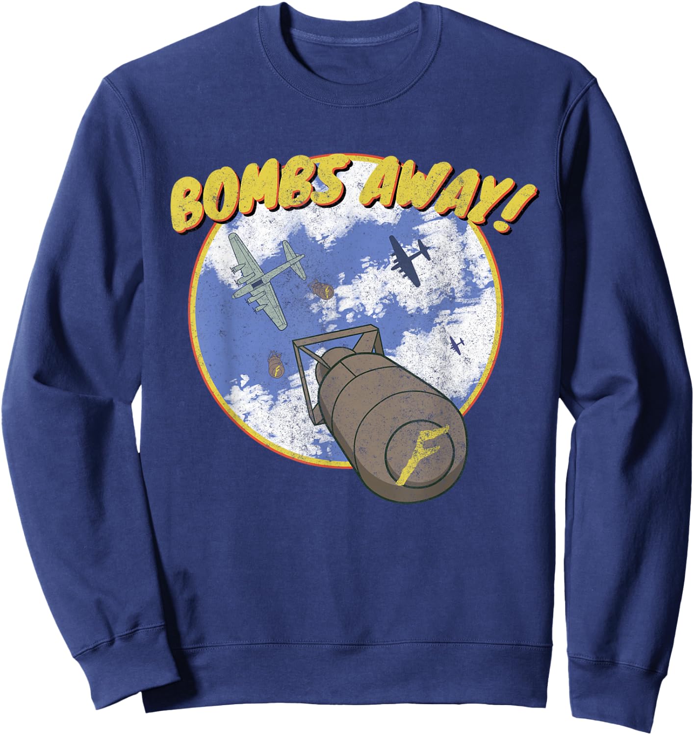 B-17 Classic Vintage Aviation Bomber Distressed F-Bomb Sweatshirt - Sweatshirt | Navy