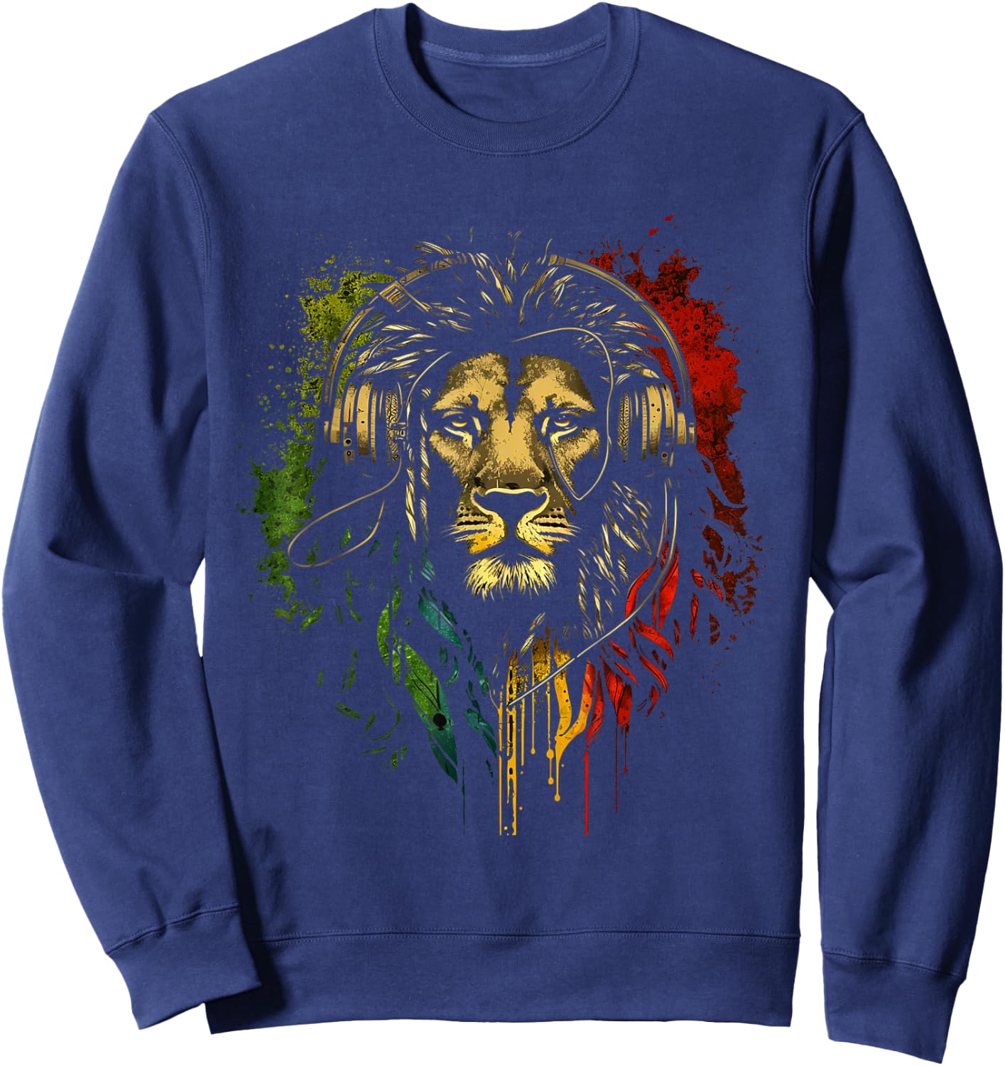 Rasta Reggae Lion Of Judah Rastafarian Pride Reggae Music Sweatshirt - Sweatshirt | Navy