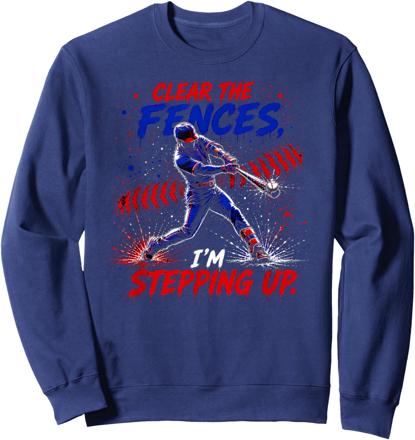 Baseball Batter Homerun Boys Men Paint Splatter Sports Sweatshirt - Sweatshirt | Navy